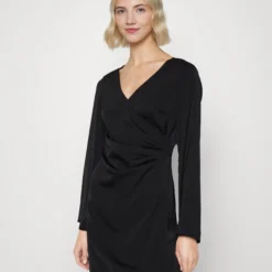 Even&Odd Woven Drape Mini Dress - Robe De Soirée - Black