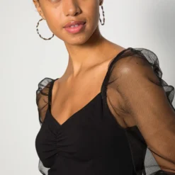 Even&Odd Long Puff Sleeves Rushing Bodycon Dress - Robe De Soirée - Black -Even&Odd Soldes 2113c43a644a4d11a7f109a500a5177d scaled