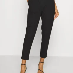 Even&Odd Paperbag Waist Tapered Trousers - Pantalon Classique - Black