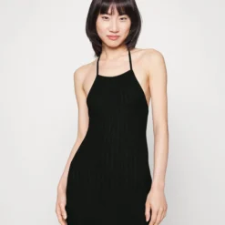 Even&Odd Strappy Back Mini Bodycon Fake Knit Dress - Robe De Jour - 802 - Black