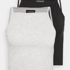 Even&Odd 2 Pack - Débardeur - Mottled Grey/Black