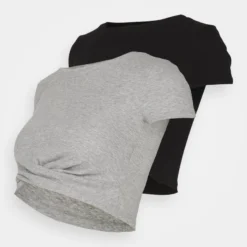2 Pack - T-Shirt Imprimé - Black/Mottled Grey -Even&Odd Soldes 53899edf8bad4586b5f11a410a998576 scaled