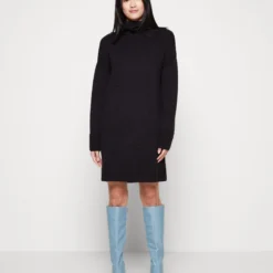 Even&Odd Rollkragen Mini Basic Strickkleid - Robe Pull - Black