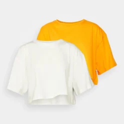 Ultra Crop Tee 2Pack - T-Shirt Basique - White/Orange -Even&Odd Soldes 5ad54ddd5c6844478fef39e643514f69 scaled