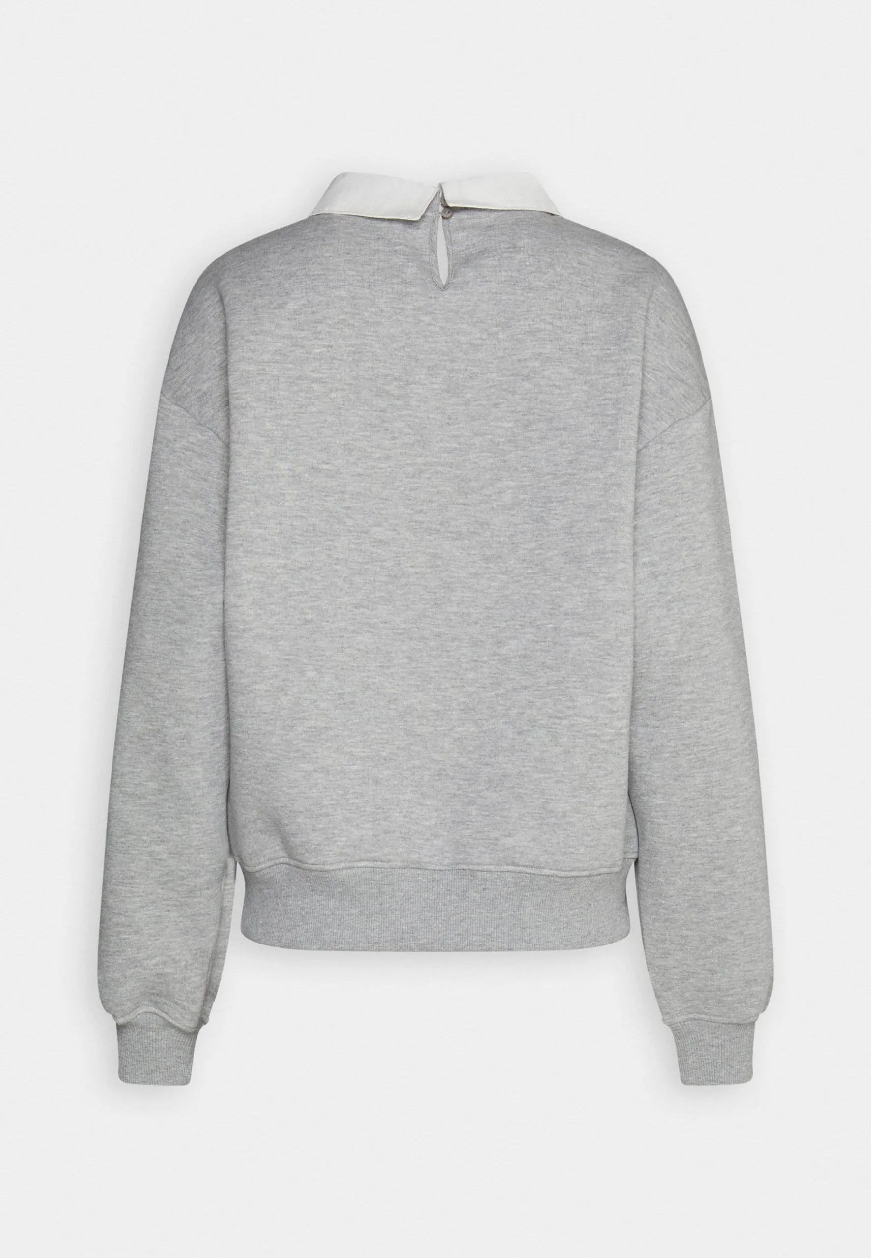 Even&Odd Poloneck With Collar And Embroidery - Sweatshirt - Mottled Light Grey 4 Even&Odd Poloneck With Collar And Embroidery - Sweatshirt - Mottled Light Grey – Image 2
