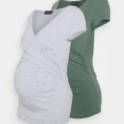 2Pack - T-Shirt Basique - Green/Mottled Light Grey -Even&Odd Soldes 761a64fe0398478e9a22afd102367ff4 scaled