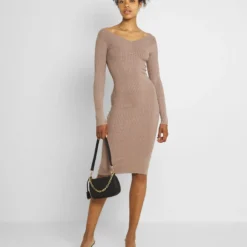 Even&Odd V Ausschnitt Ripp Mini Strickkleid - Robe Fourreau - Taupe -Even&Odd Soldes 929af90d26cd44d7be6e782dc92d13c8 scaled