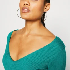 Even&Odd V Ausschnitt Midi Bodycon Strickkleid - Robe Fourreau - Green -Even&Odd Soldes 941dafb8fed34e4387122e35a14be7d1 scaled