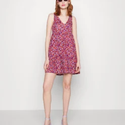 Even&Odd Sleeveless V Neck Volant Hem Flared Mini Dress (Eo-Ss23-C135-Sj) / Black - 802_Pink - 402_Orange - 205 - Robe De Jour - Black - 802_Pink - 402_Orange - 205 -Even&Odd Soldes 9a42474a7b644a5e962418f67f136766 scaled