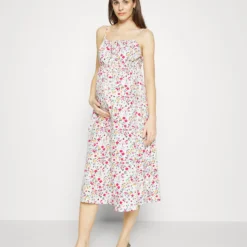 Woven_Mama_Midi Summer Dress - Robe En Jersey - White/Yellow