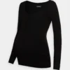 Nursing Button Placket - Pullover - Black
