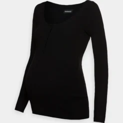 Nursing Button Placket - Pullover - Black