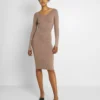 Even&Odd V Ausschnitt Ripp Mini Strickkleid - Robe Fourreau - Taupe -Even&Odd Soldes b6e492f6b4c746c1a67468d1e7cfaa2f scaled