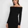 Even&Odd Basic - Off-Shoulder Mini Long Sleeves Dress - Robe Fourreau - Black -Even&Odd Soldes c1315edcee8a4d90a169a4a775266d25 scaled