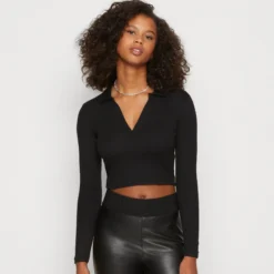 Even&Odd Soldes 57 Even&Odd Long Sleeve Collar - T-Shirt À Manches Longues - Black