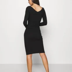 Even&Odd V Ausschnitt Ripp Mini Strickkleid - Robe Fourreau - Black -Even&Odd Soldes d7862015ee3f47a9acd606643f06005b scaled