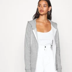 Even&Odd Sweat Zippé - Mottled Light Grey