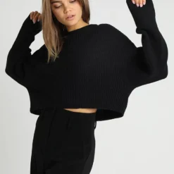 Even&Odd Cropped Jumper - Pullover - Black